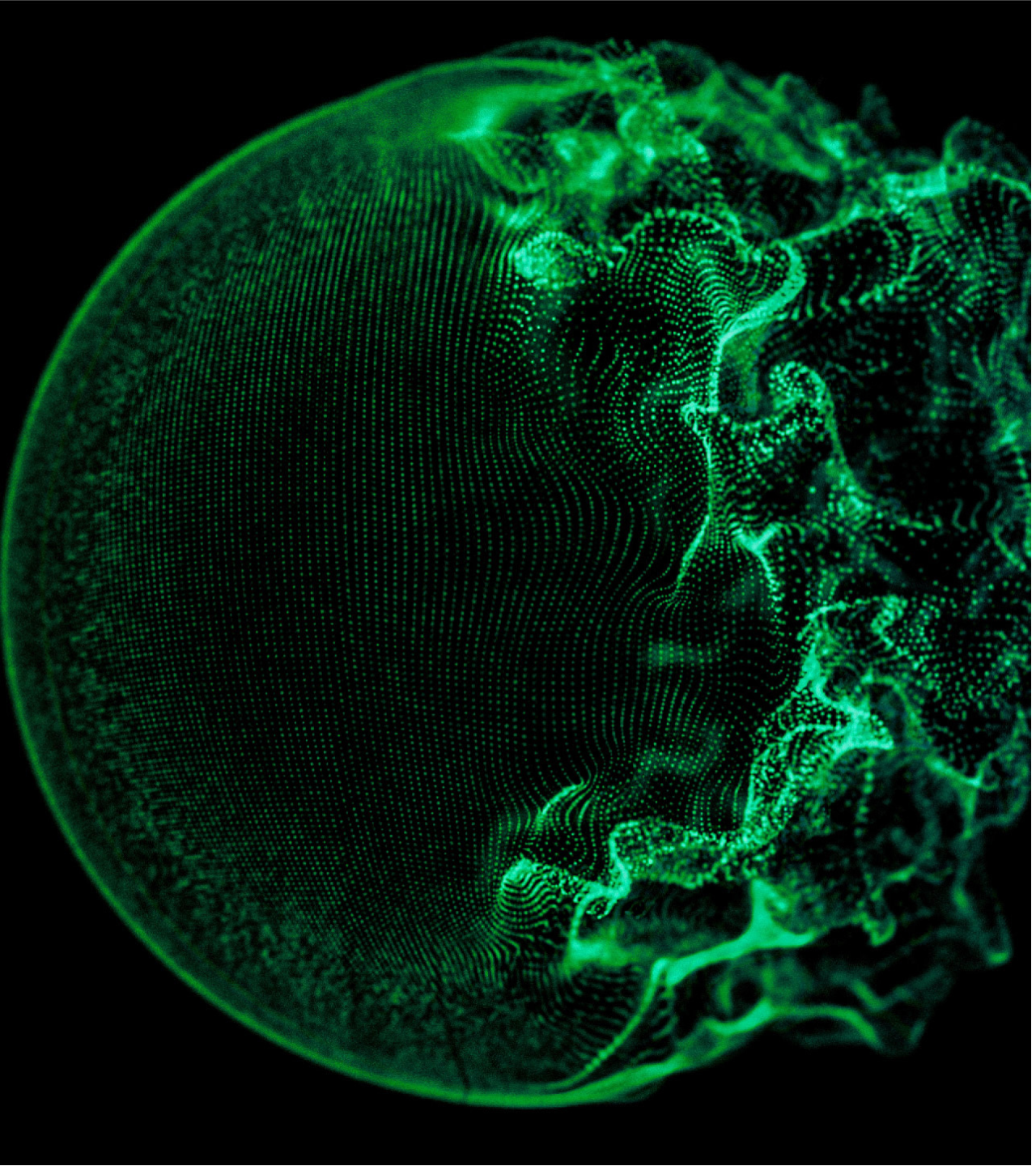 Green Particles rippling
