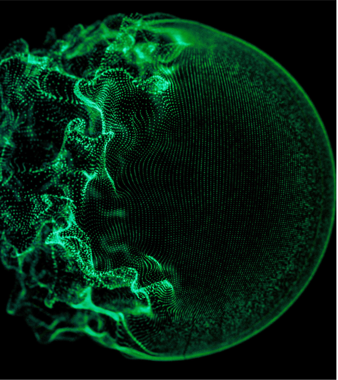 Green Particles rippling